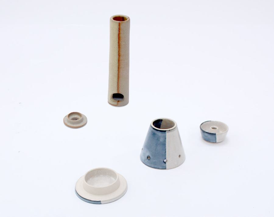 Exploded view of the Didcot and Dibnah ceramic parts