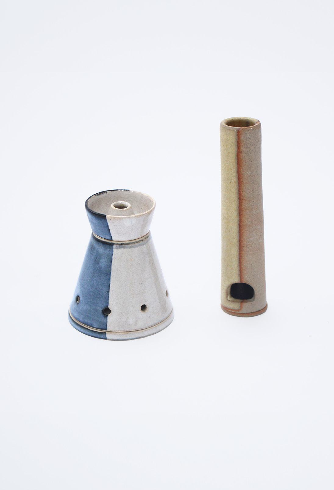 Didcot oil diffuser and Dibnah incense chimney in glazed stoneware
